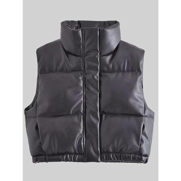 Vegan Leather Puffer Vest in White Size S 💥LAST ONE! Fast Shipping - Picture 7 of 9